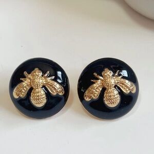 Bee Button Earrings